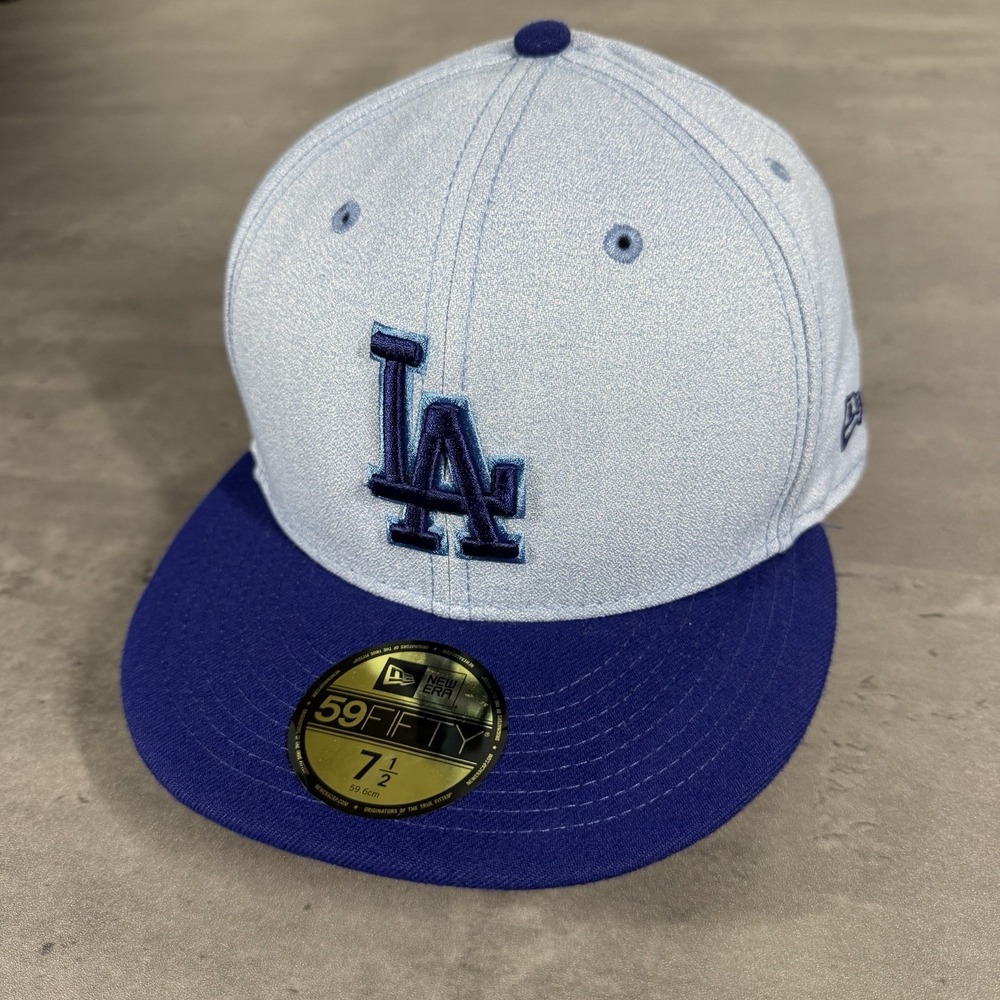 Los Angeles Dodgers Hat New Era Cap 7 1/2 Baby Light Blue 2 Tone Player Issue